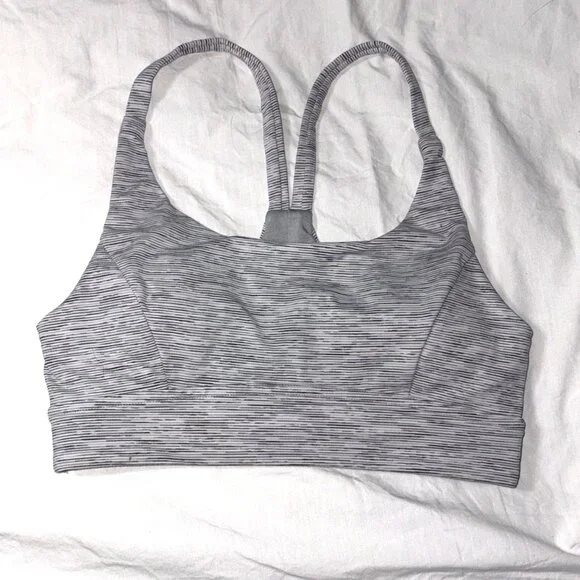 Lululemon Train Times Bra Sports Yoga Gym Activewear Wee Space Grey White Size 4 - Picture 2 of 9